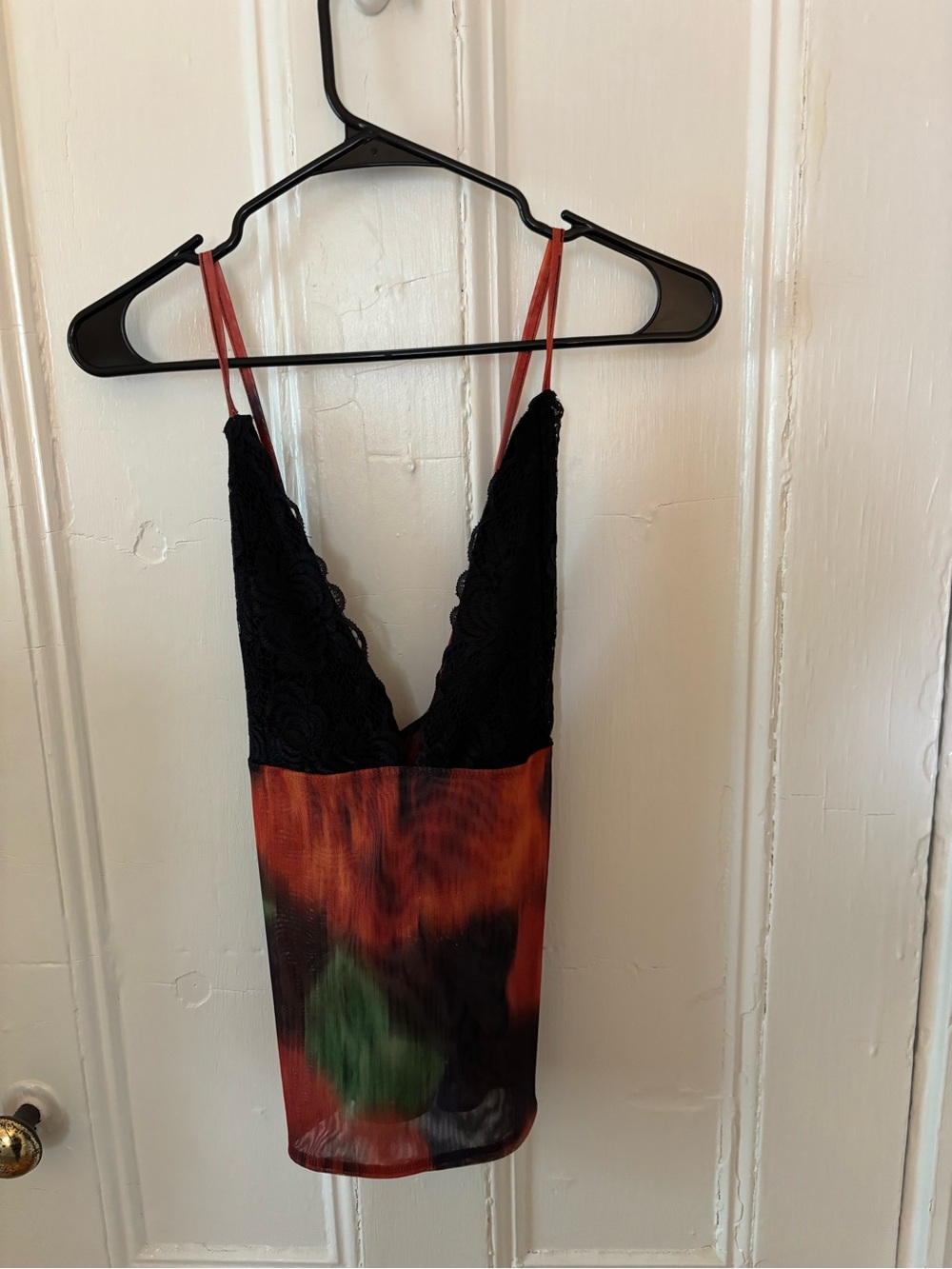 Boohoo Black Lace & Multicolor Slip Cami